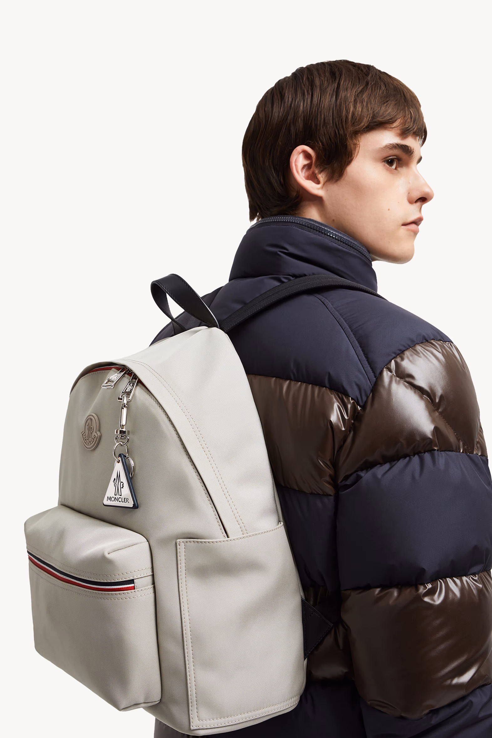 Porte-clés à logo en cuir Mixte Argenté Moncler 2